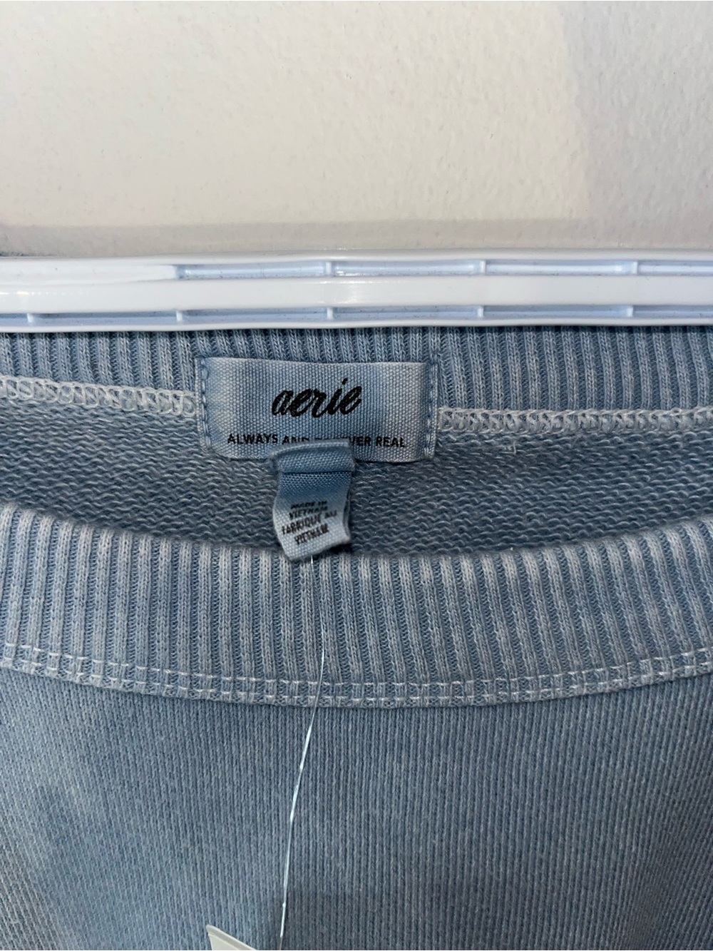 aerie Dusty Blue Cropped Puff-Sleeve Top - Picture 3 of 5